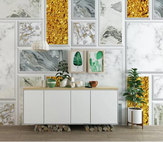 3D Golden Brick WC1761 Wall Murals