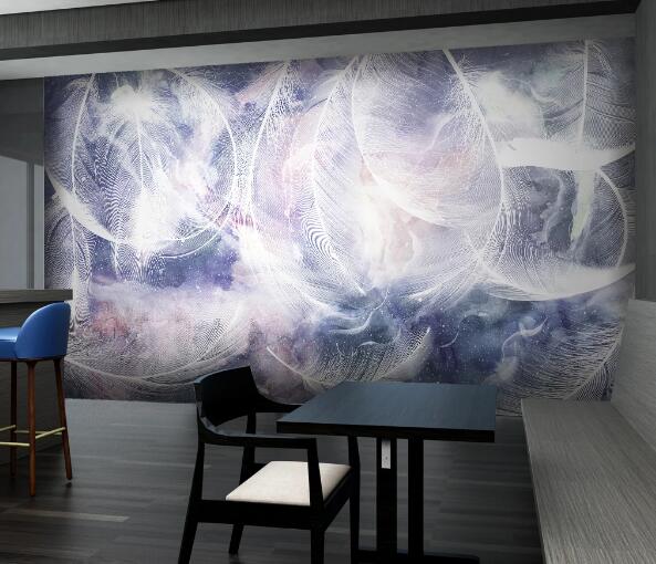 3D White Feather WC1639 Wall Murals
