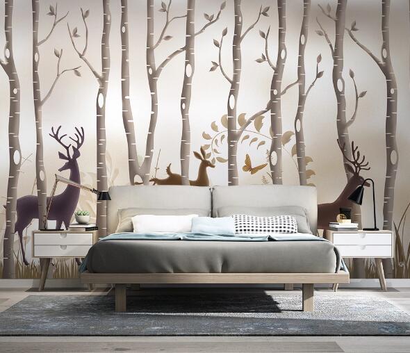 3D Deer Forest WC1611 Wall Murals