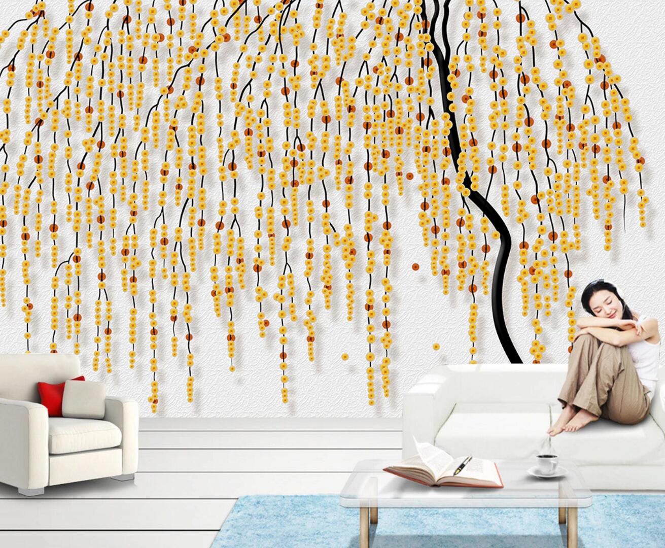 3D Copper Money Tree WC317 Wall Murals