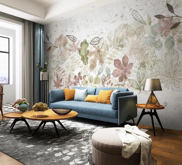3D Red Leaves WC1496 Wall Murals
