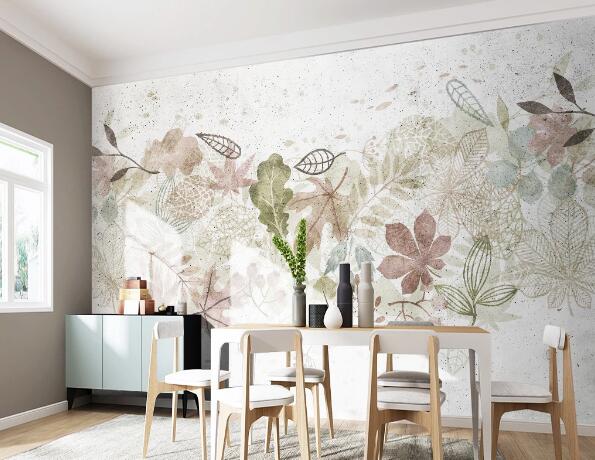 3D Red Leaves WC1496 Wall Murals