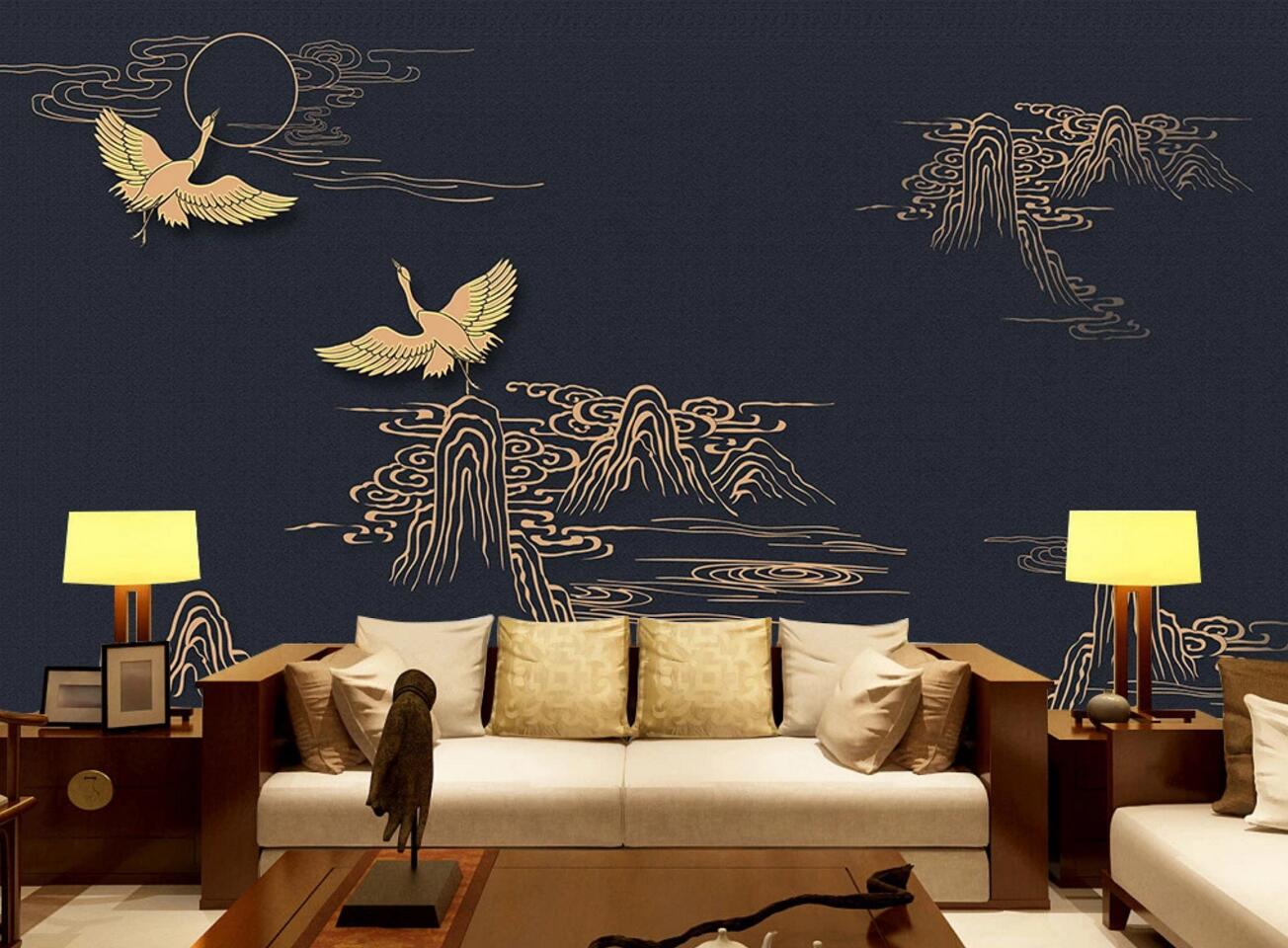 3D Yellow Crane WC403 Wall Murals
