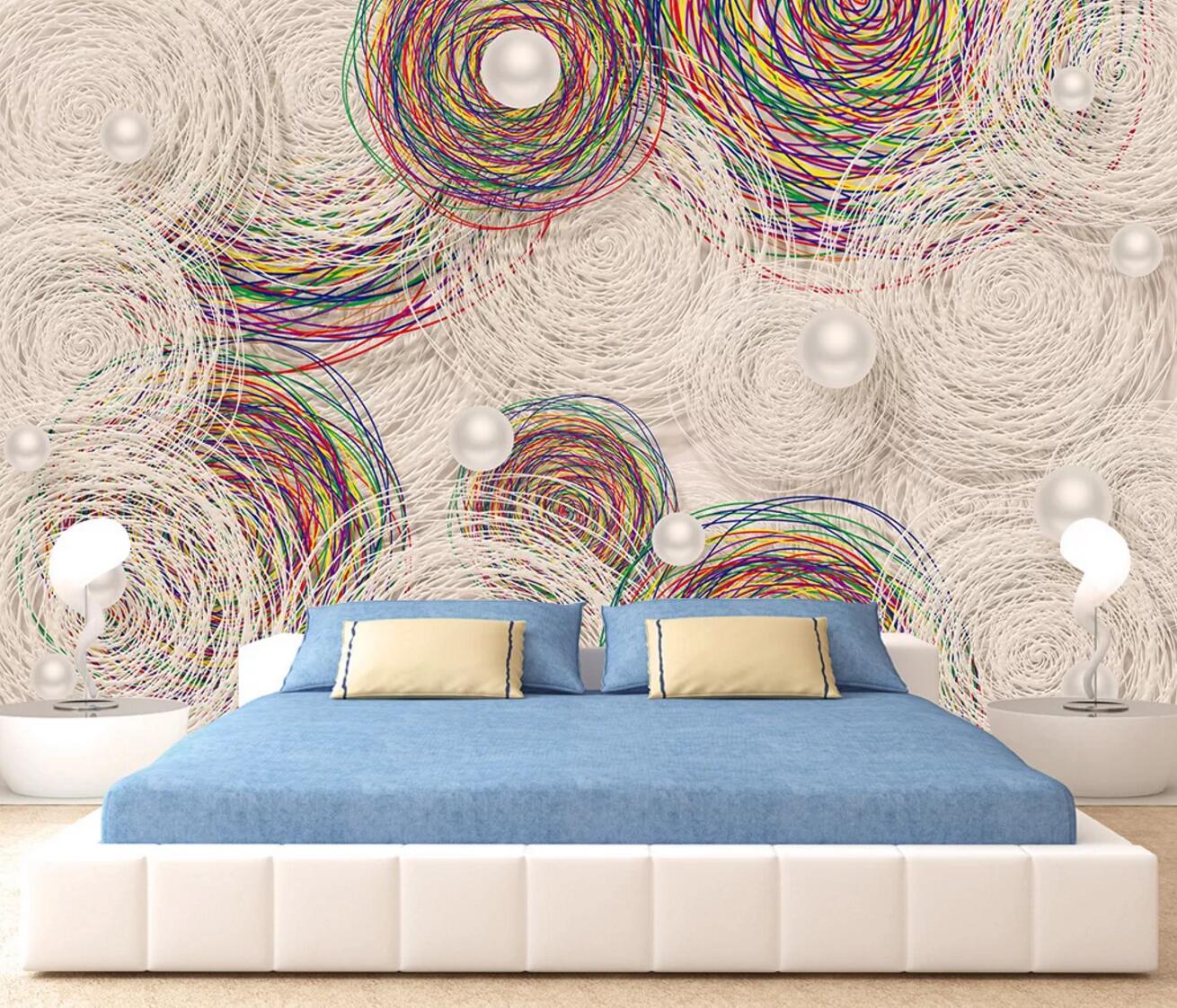 3D Color Line Pearl WC414 Wall Murals