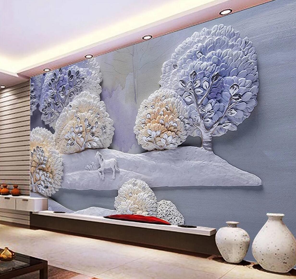 3D Purple Tree WC840 Wall Murals