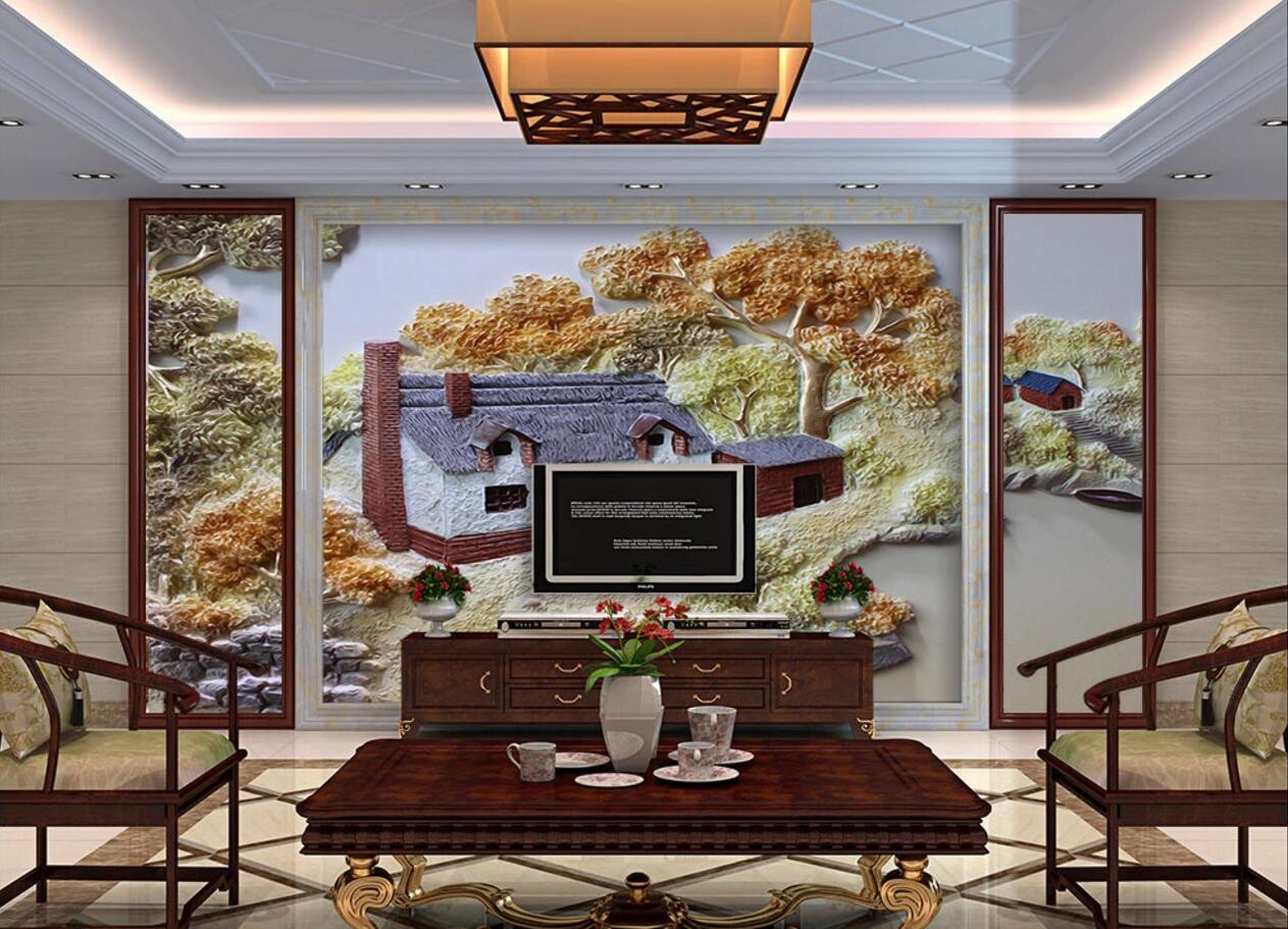 3D House Tree WC726 Wall Murals