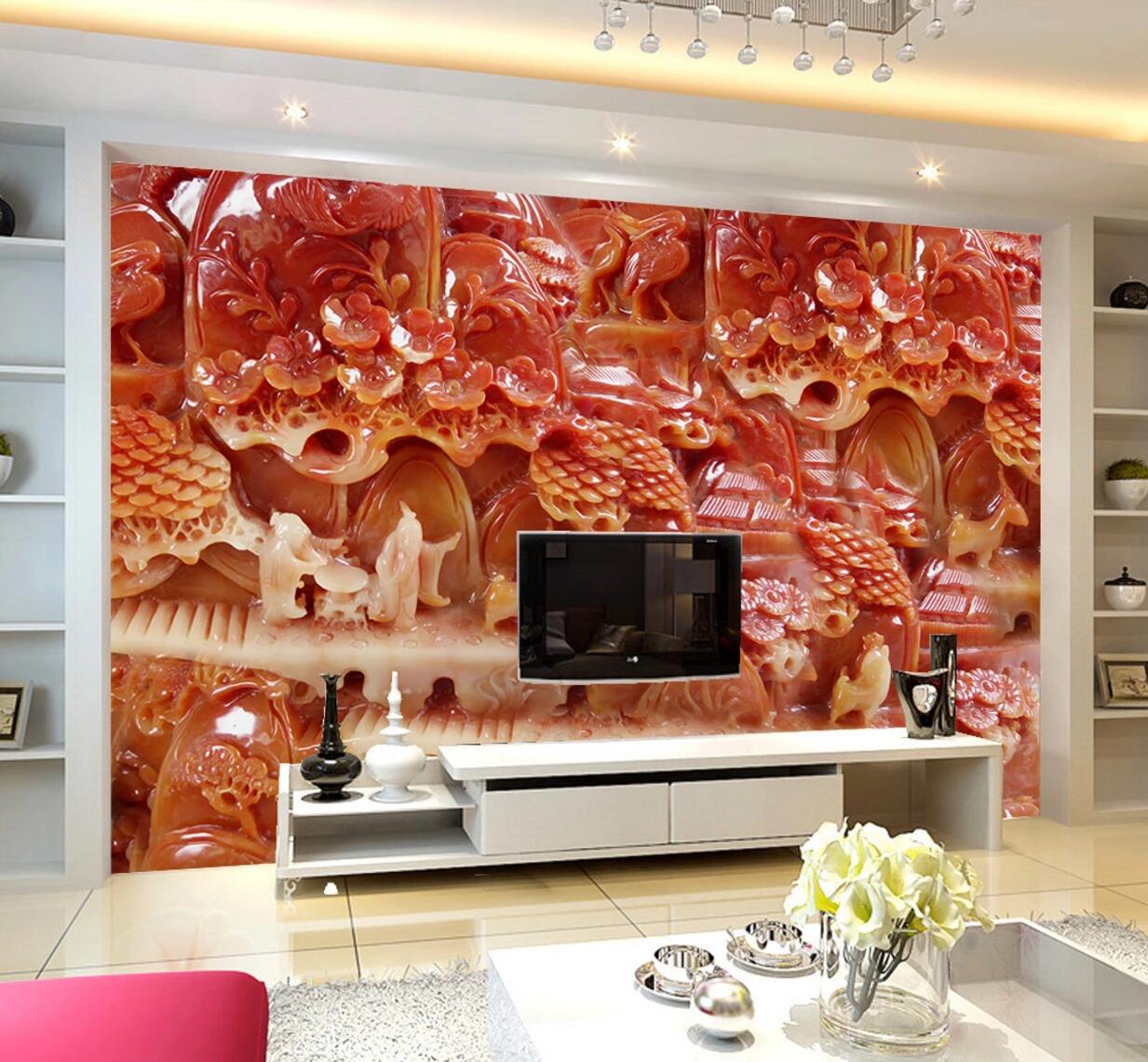 3D Ruby Carving WC679 Wall Murals