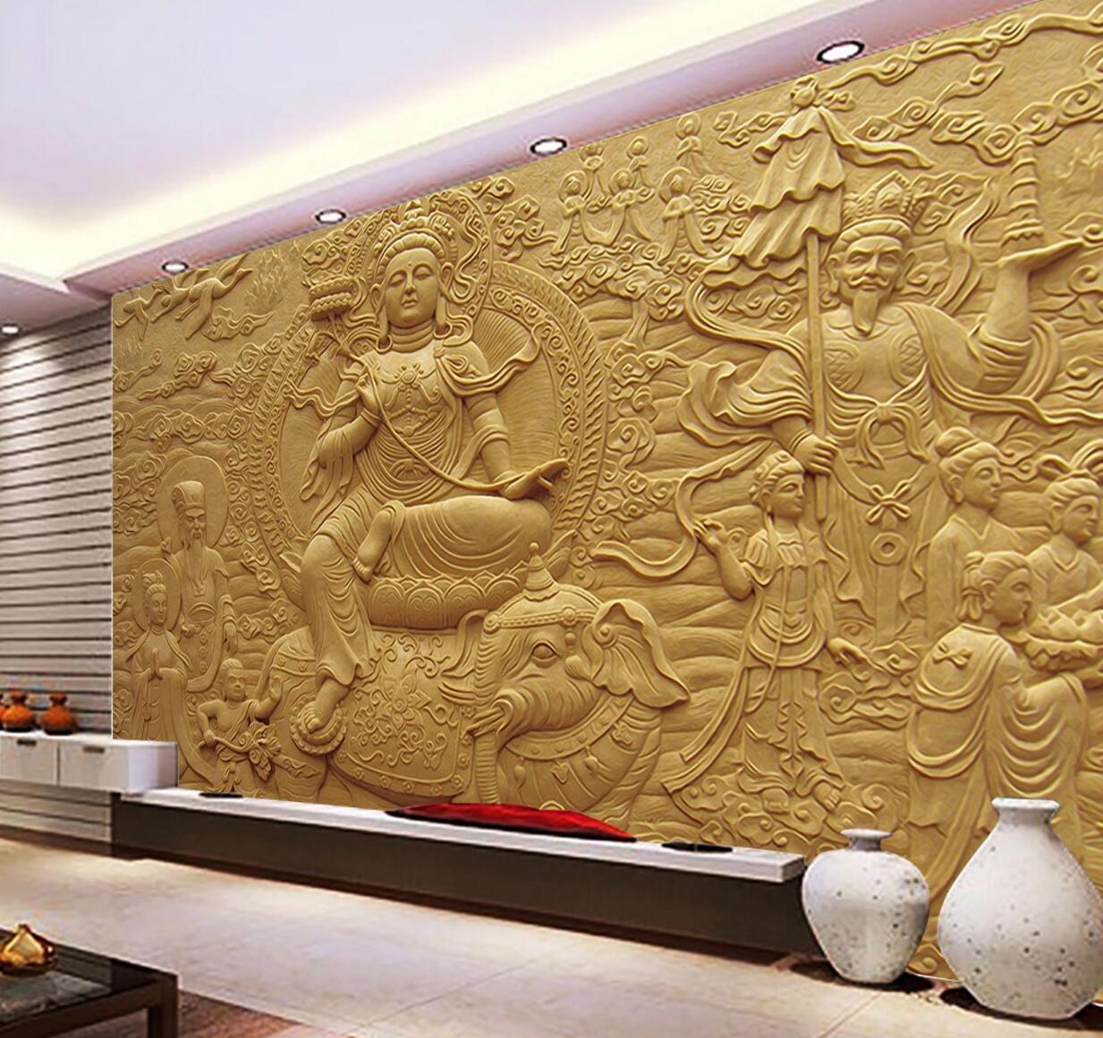 3D Carving Buddha WC604 Wall Murals