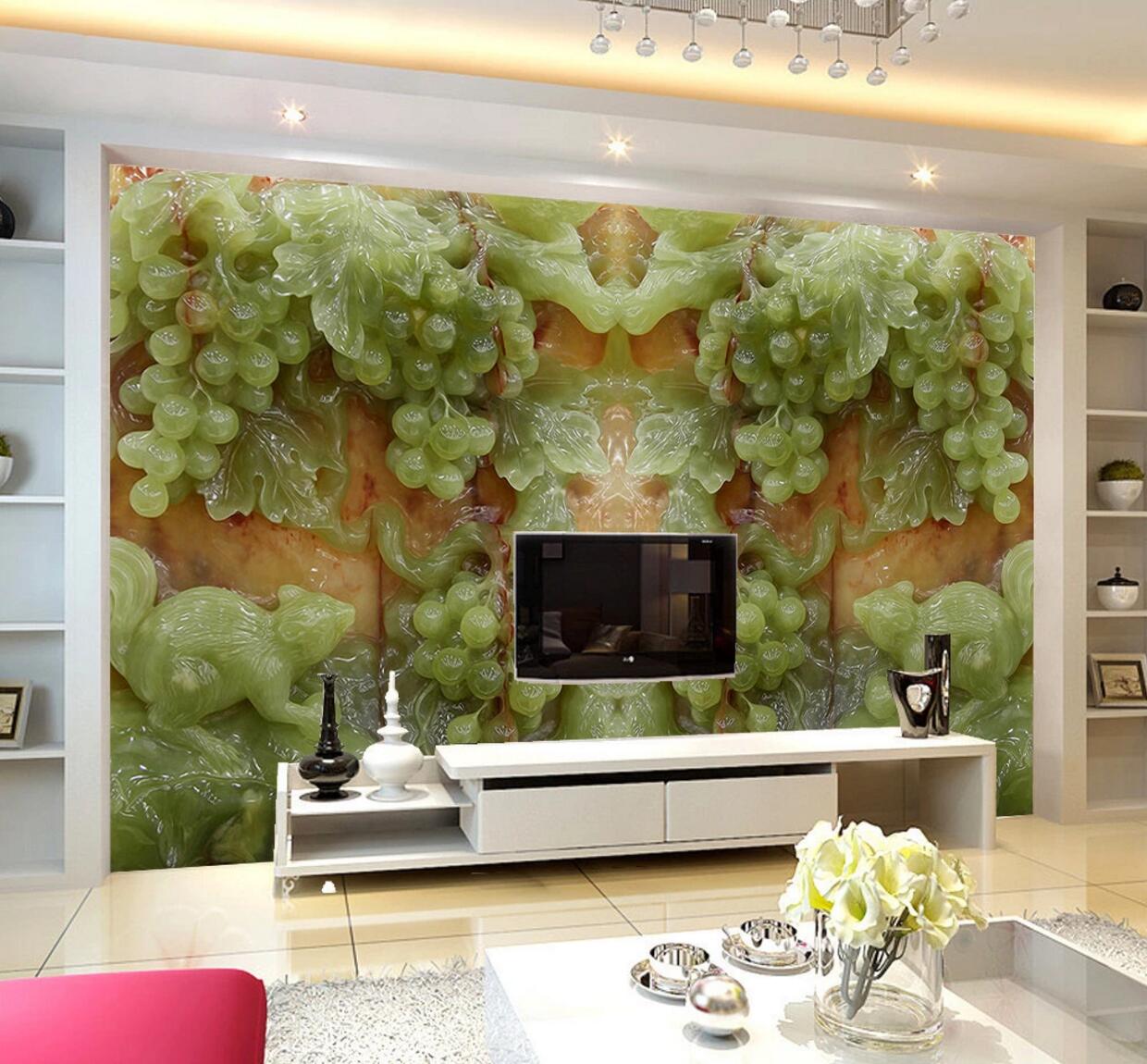 3D Jade Grape WC584 Wall Murals