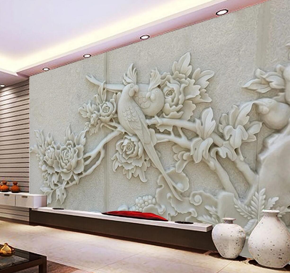 3D Jade Parrot WC583 Wall Murals