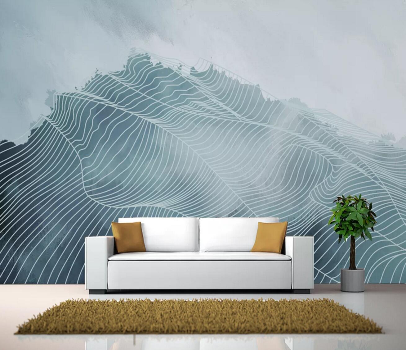3D White Lines WC713 Wall Murals