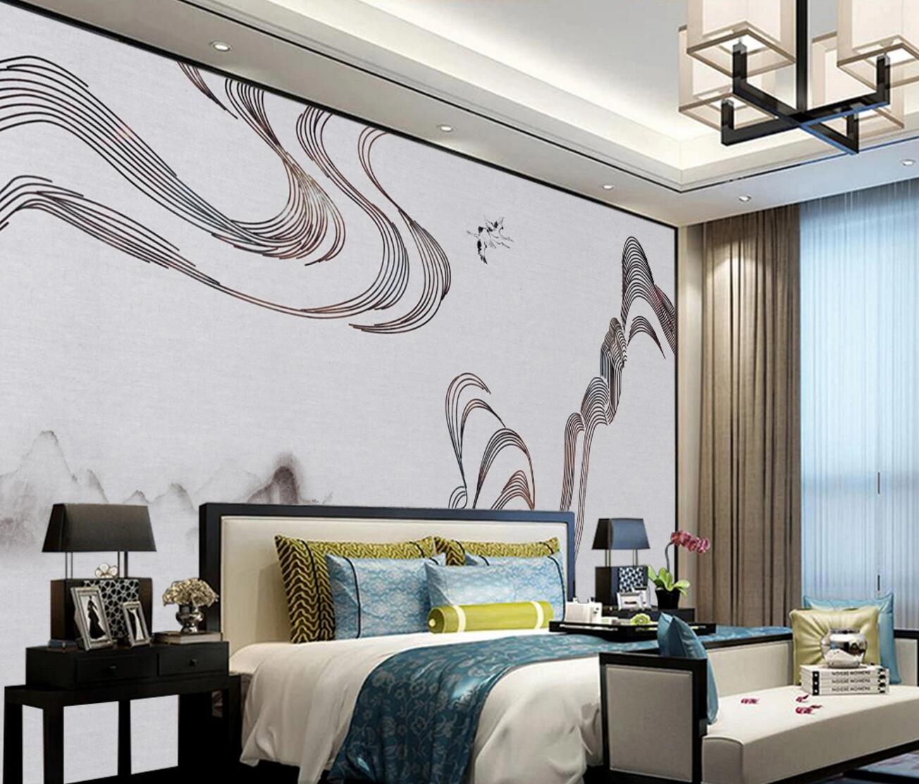 3D Flying Crane WC674 Wall Murals