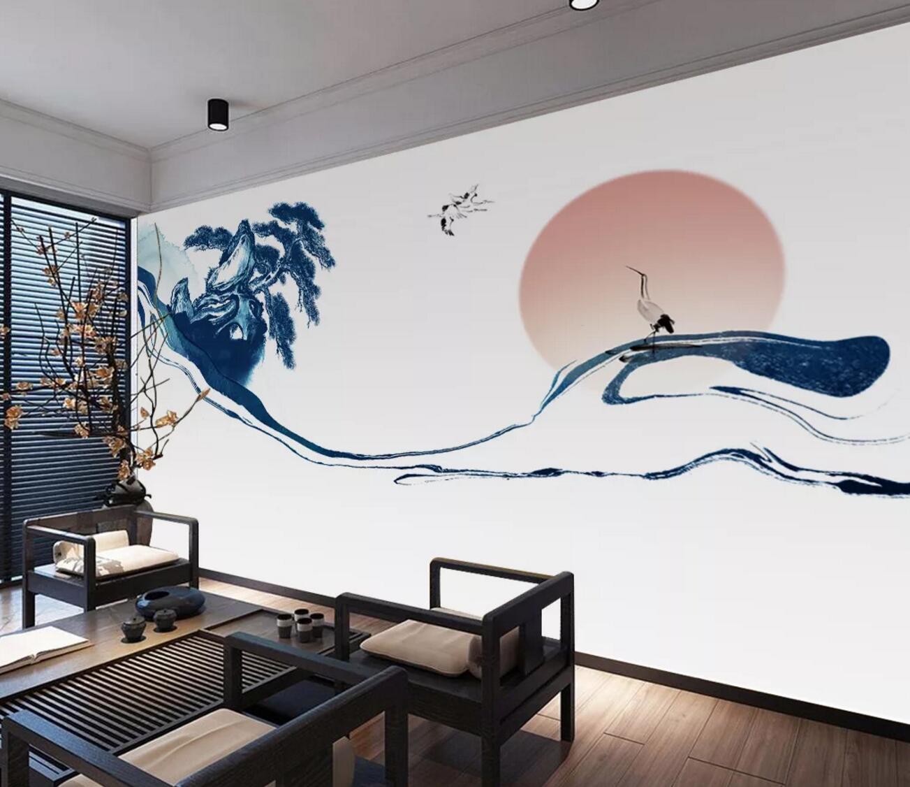 3D Crane Tree WC666 Wall Murals