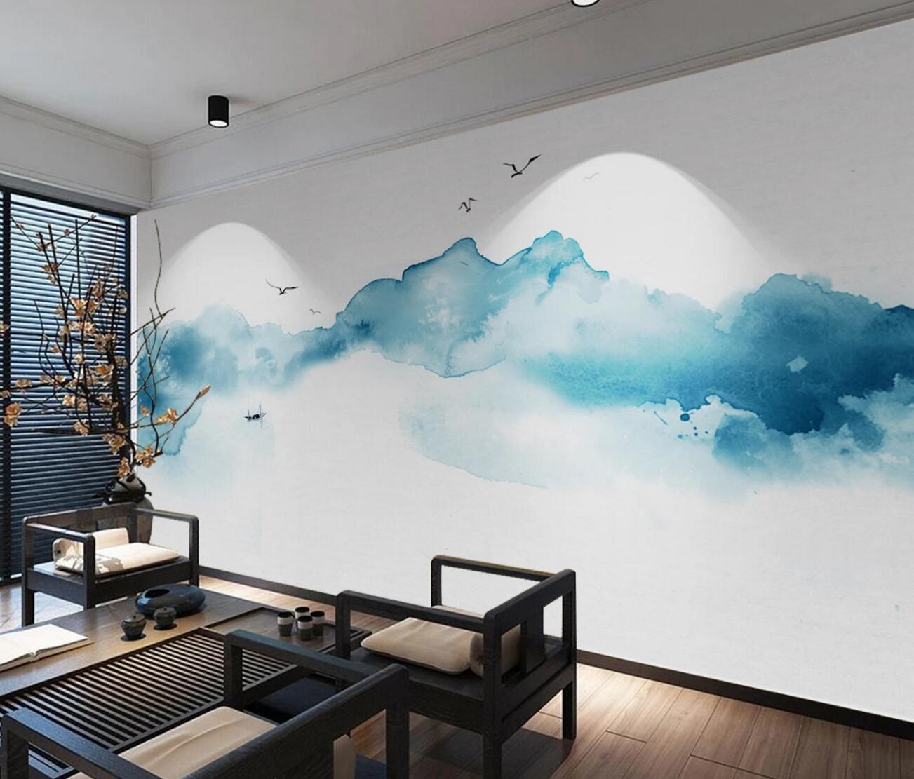 3D Blue Cloud WC541 Wall Murals