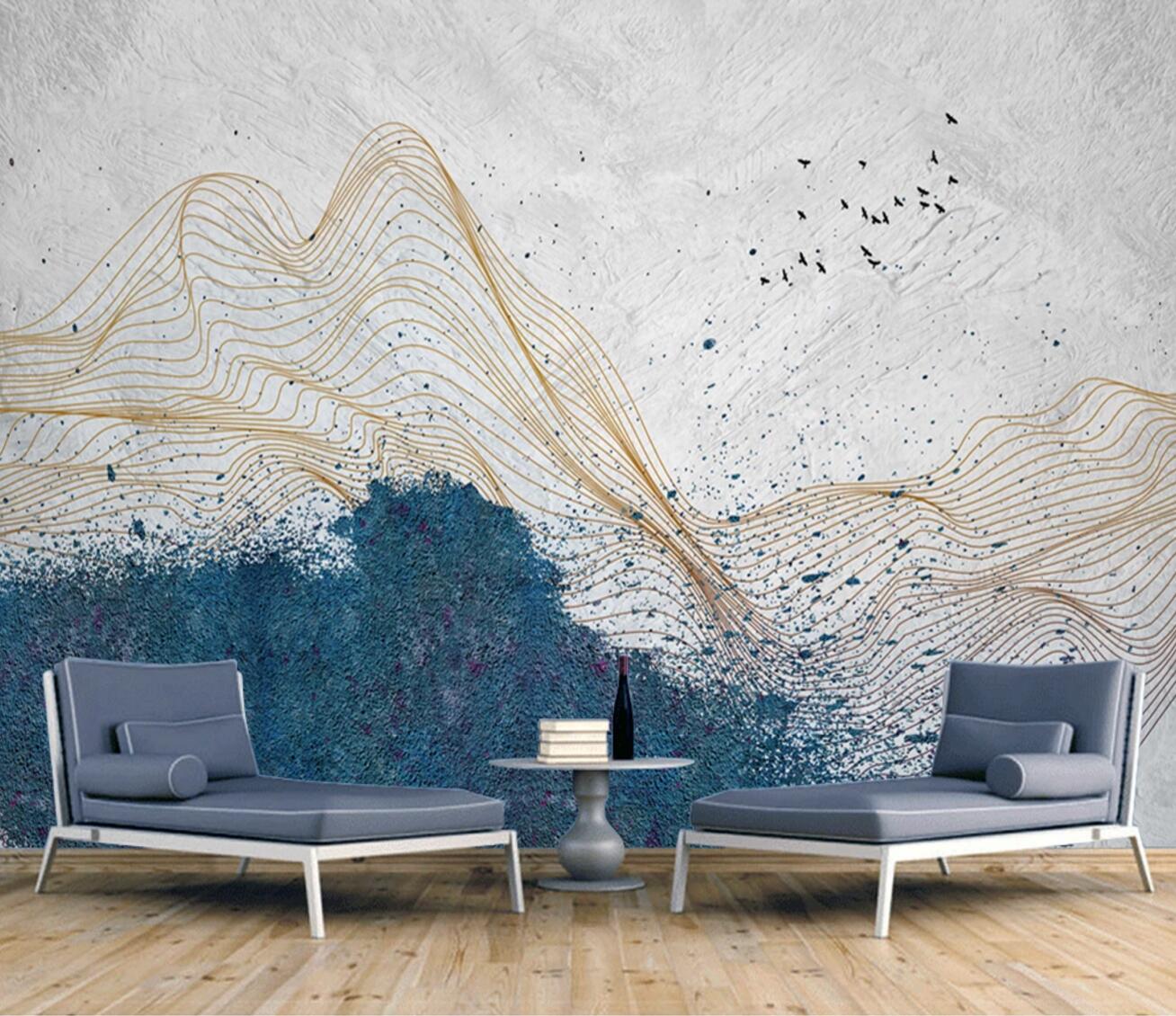 3D Blue Pattern WC538 Wall Murals