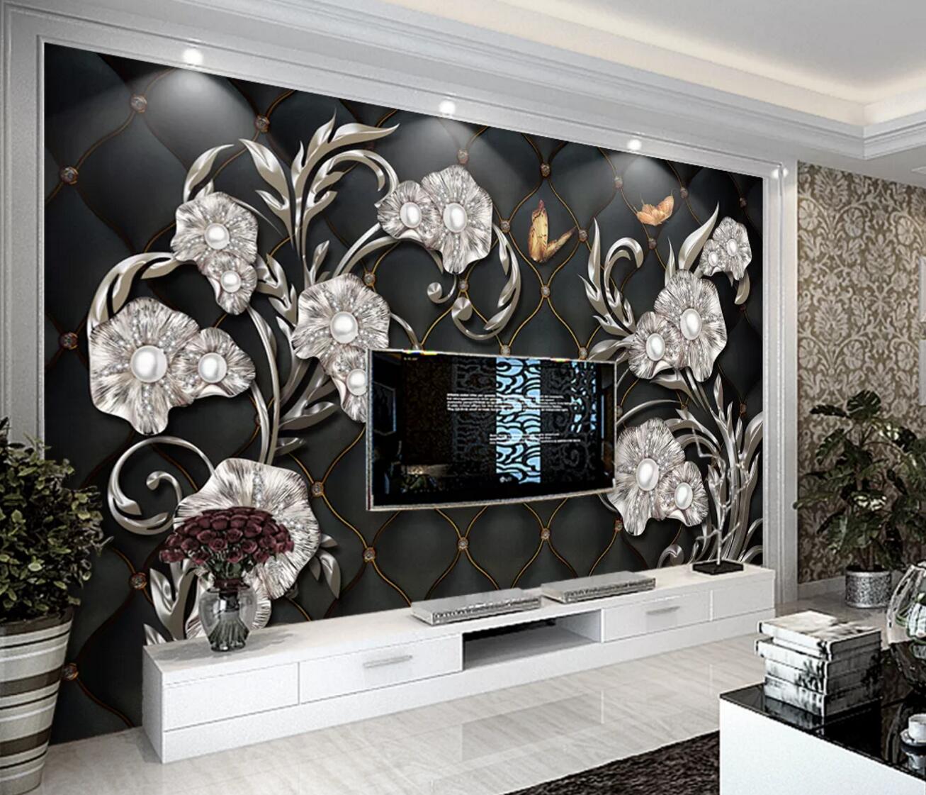3D Pearl Flower WC351 Wall Murals