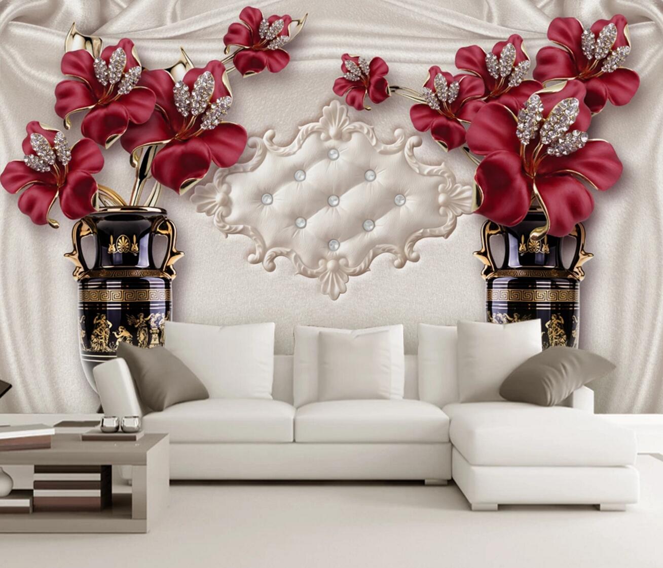 3D Black Vase WC330 Wall Murals