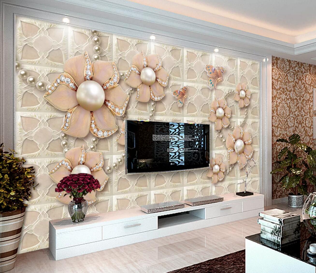 3D Platinum Butterfly WC326 Wall Murals