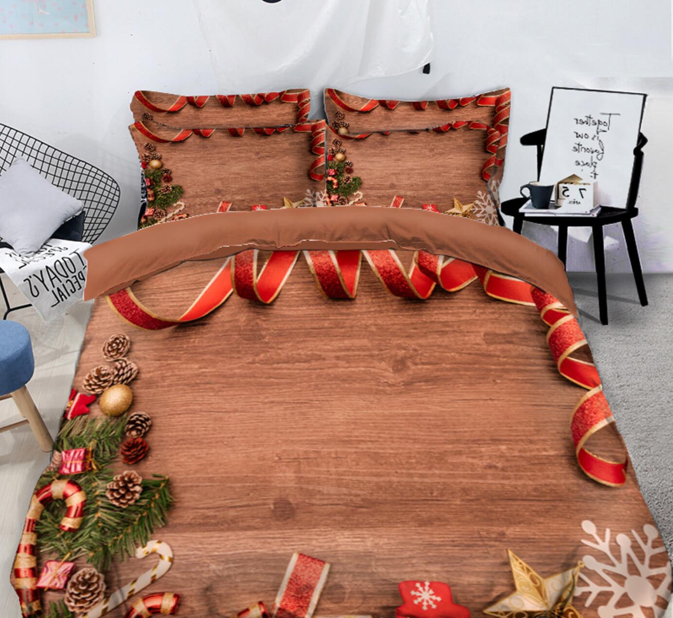 3D Red Strap 31148 Christmas Quilt Duvet Cover Xmas Bed Pillowcases