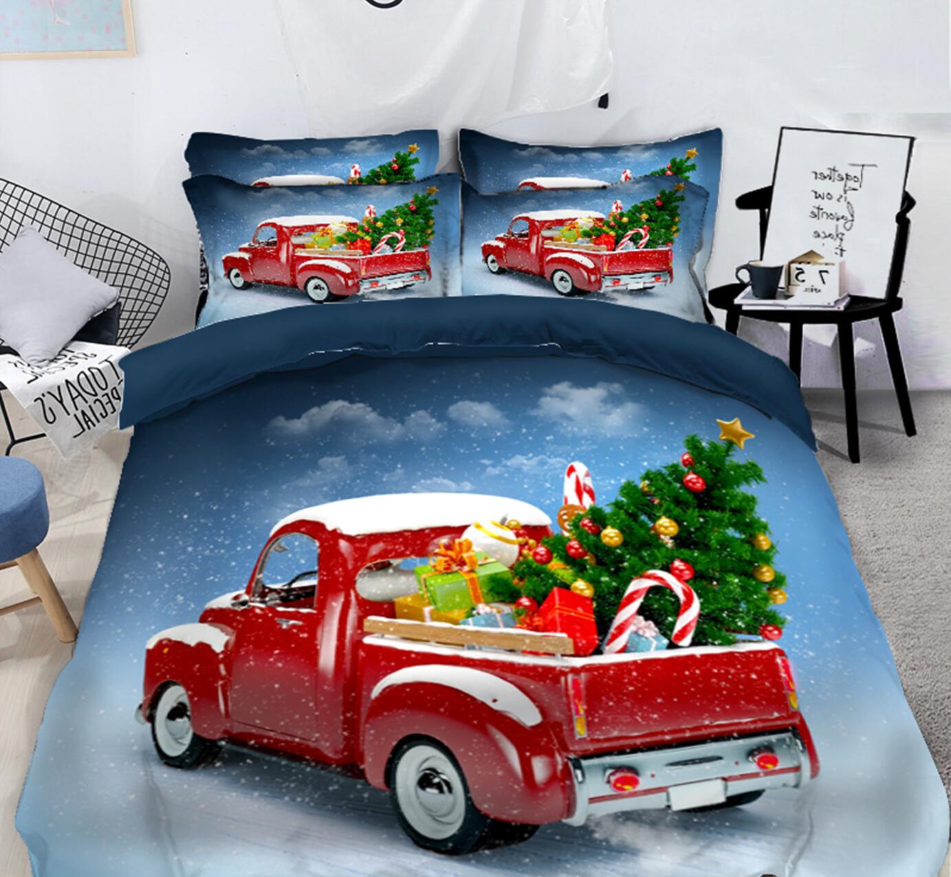 3D Red Car 31156 Christmas Quilt Duvet Cover Xmas Bed Pillowcases