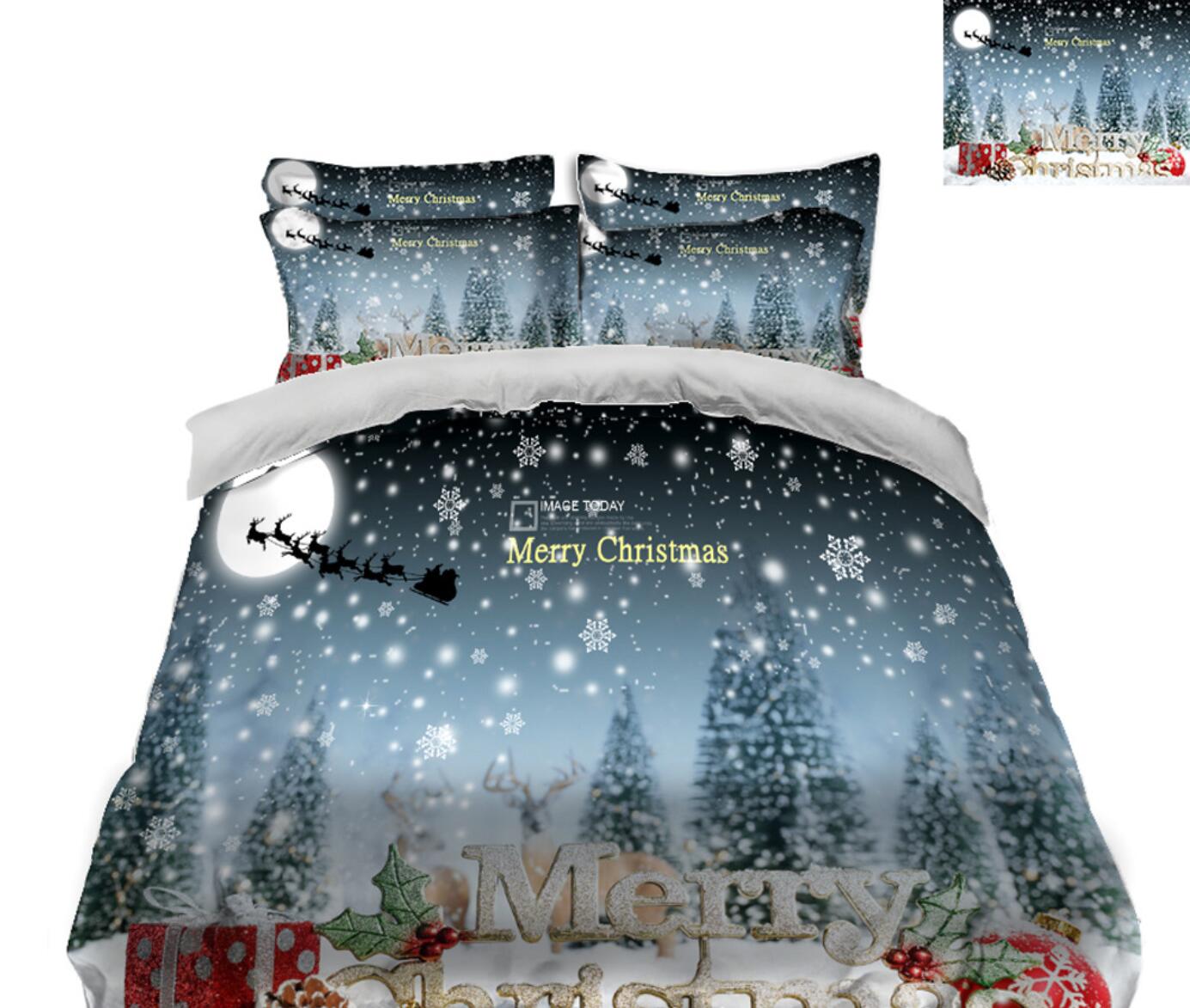 3D Snowflake Tree 31166 Christmas Quilt Duvet Cover Xmas Bed Pillowcases