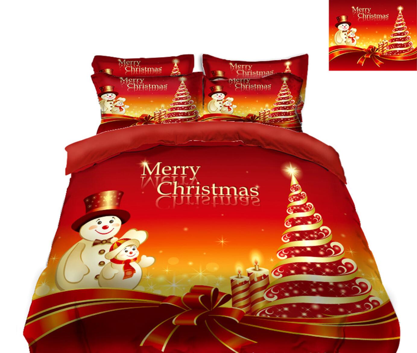 3D Snowman Red Christmas Tree 31167 Christmas Quilt Duvet Cover Xmas Bed Pillowcases
