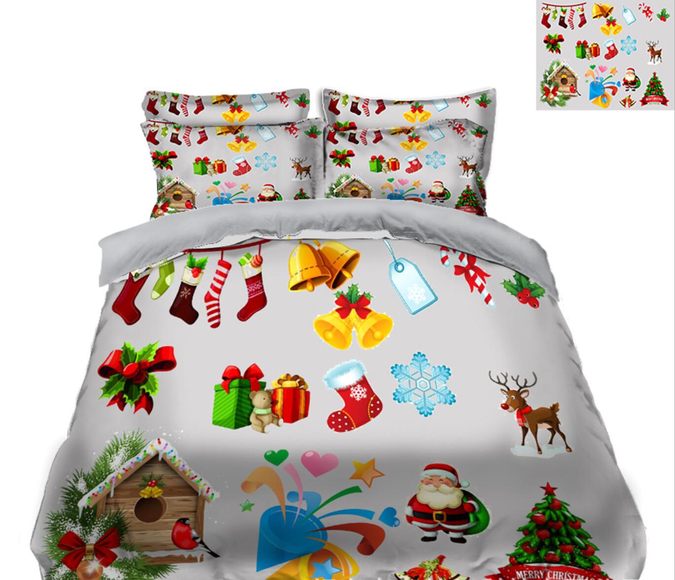 3D Emoji Christmas Pattern 31168 Christmas Quilt Duvet Cover Xmas Bed Pillowcases