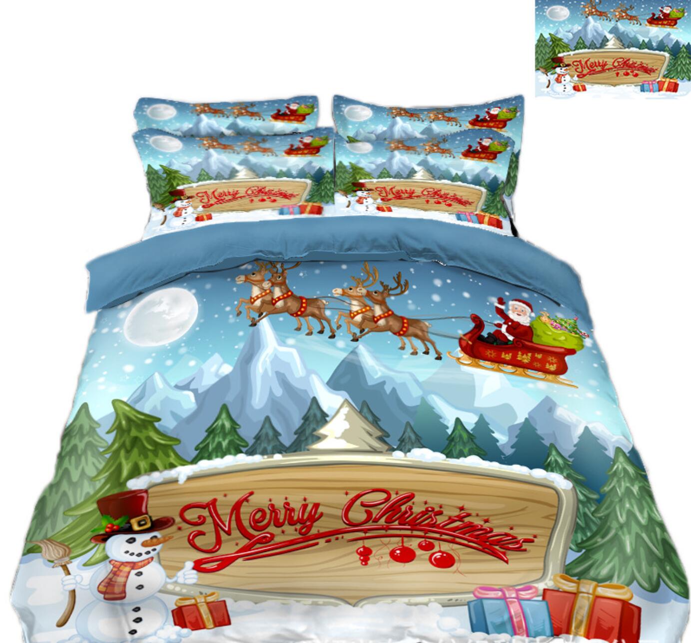 3D Sled Snowman 31171 Christmas Quilt Duvet Cover Xmas Bed Pillowcases