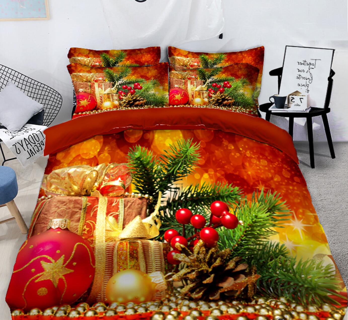 3D Christmas Gift Tree Branch 31173 Christmas Quilt Duvet Cover Xmas Bed Pillowcases