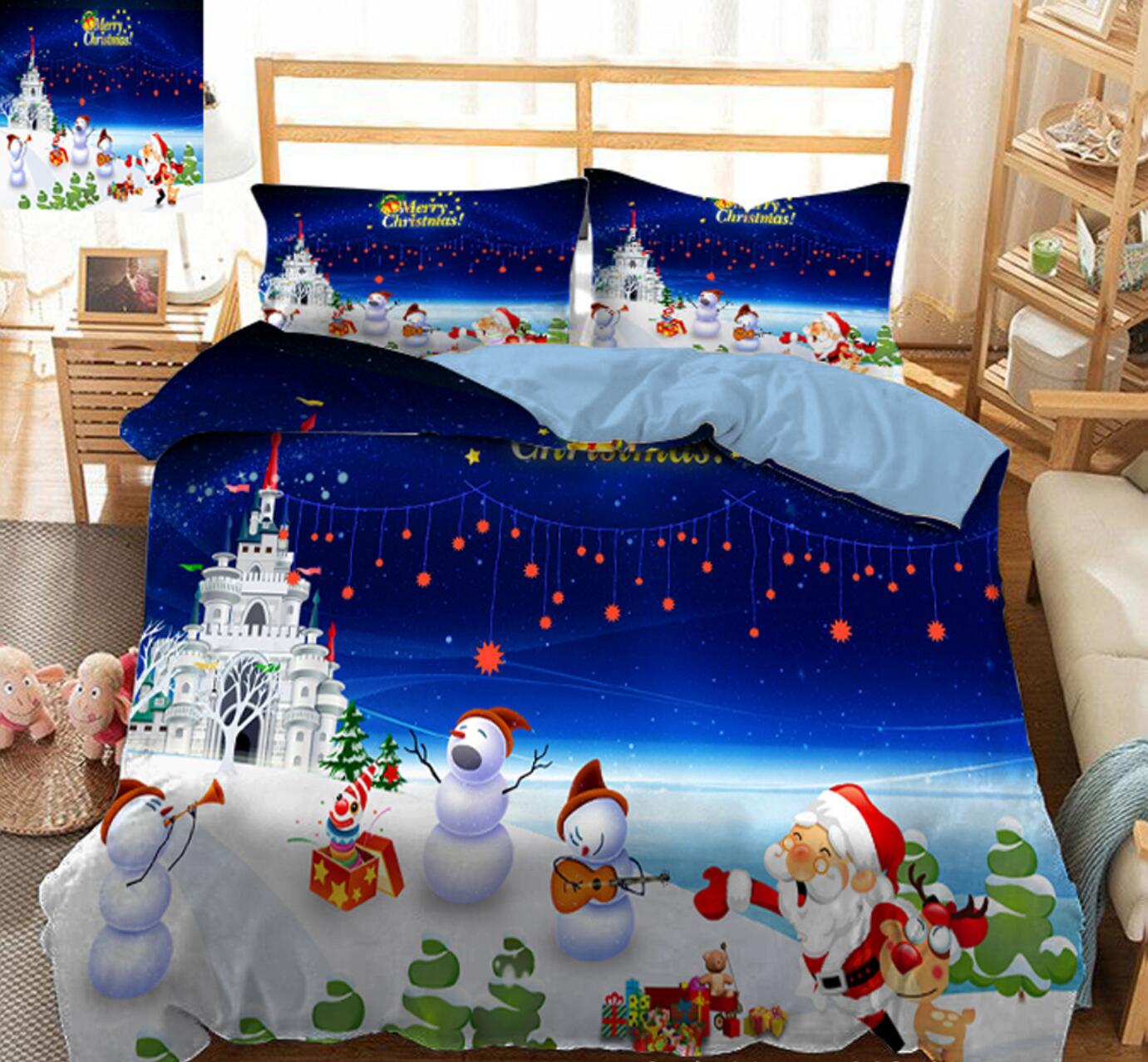 3D Snowman 31175 Christmas Quilt Duvet Cover Xmas Bed Pillowcases