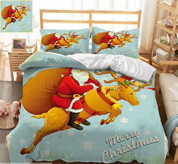 3D Santa Deer 31176 Christmas Quilt Duvet Cover Xmas Bed Pillowcases