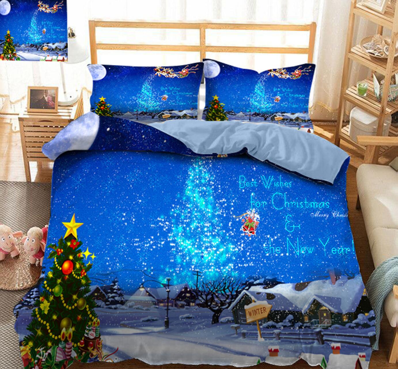 3D Snow Tree House 31177 Christmas Quilt Duvet Cover Xmas Bed Pillowcases