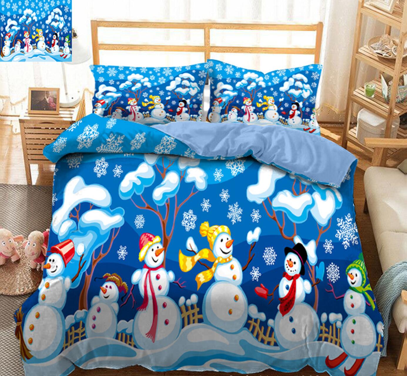3D Snowman 31178 Christmas Quilt Duvet Cover Xmas Bed Pillowcases