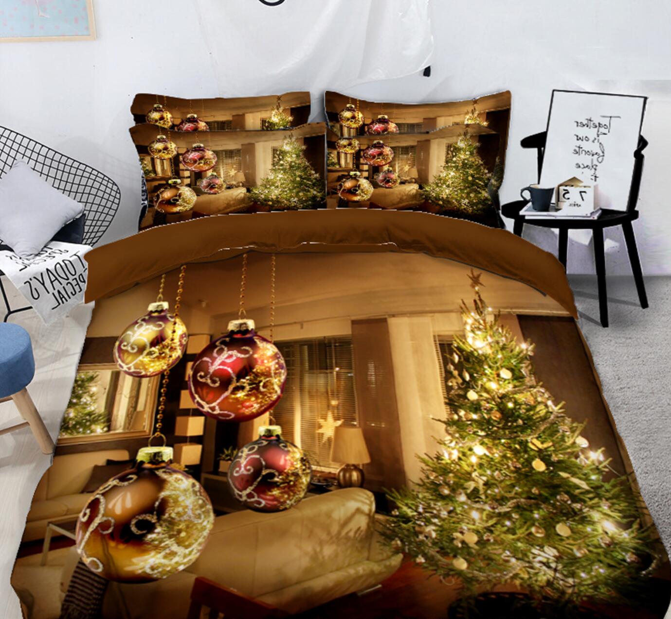 3D Tree Ball Pendant 31187 Christmas Quilt Duvet Cover Xmas Bed Pillowcases