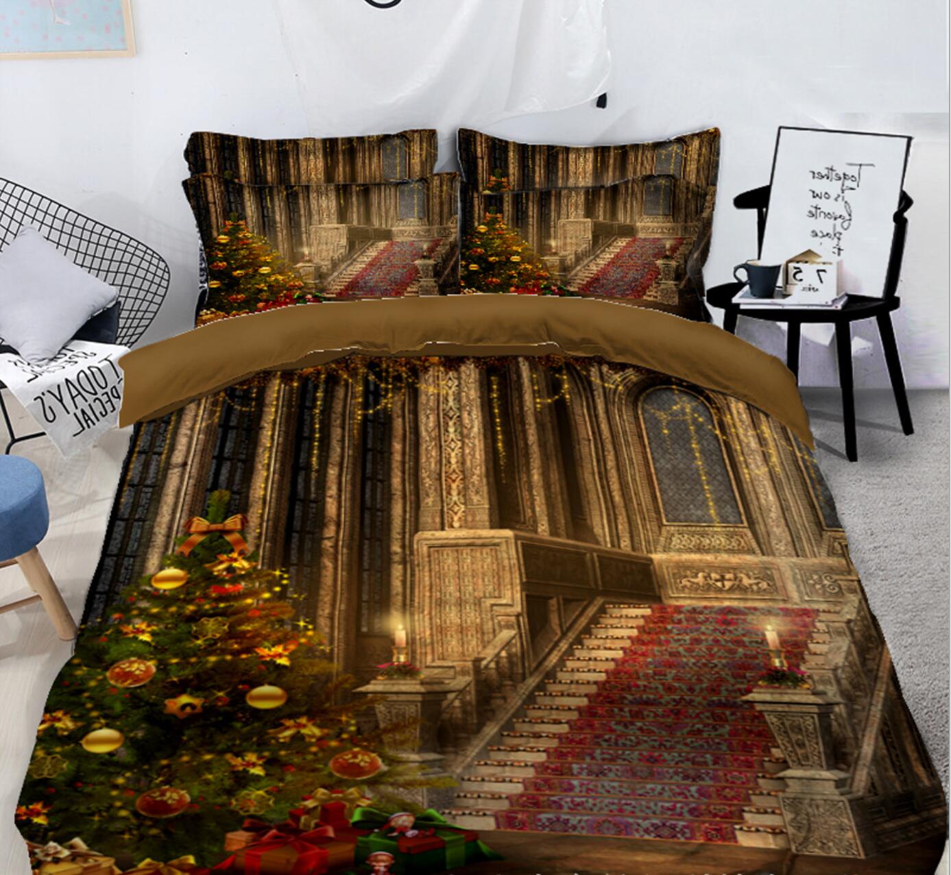 3D Stairs 31188 Christmas Quilt Duvet Cover Xmas Bed Pillowcases