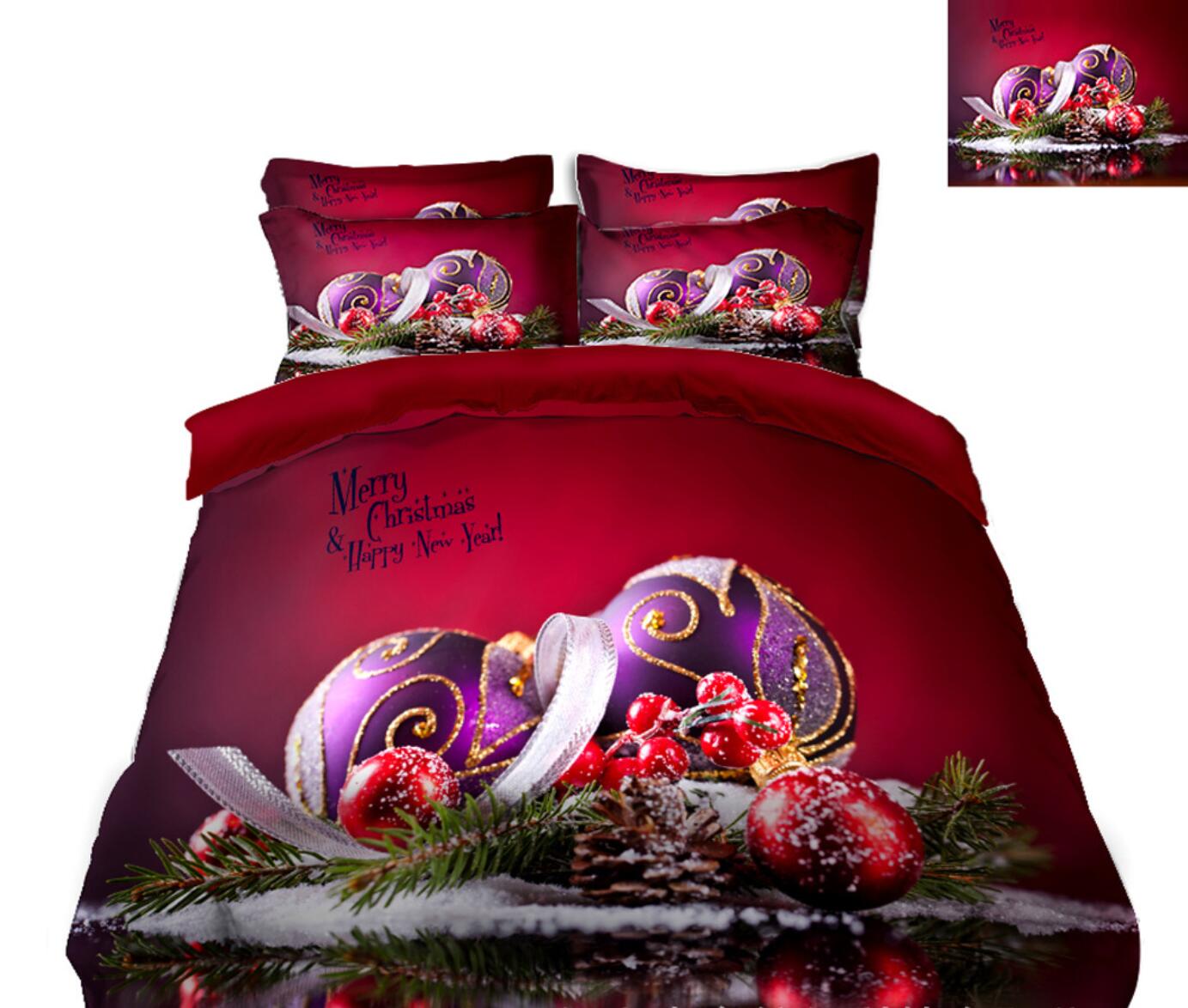 3D Ball Pendant 31196 Christmas Quilt Duvet Cover Xmas Bed Pillowcases
