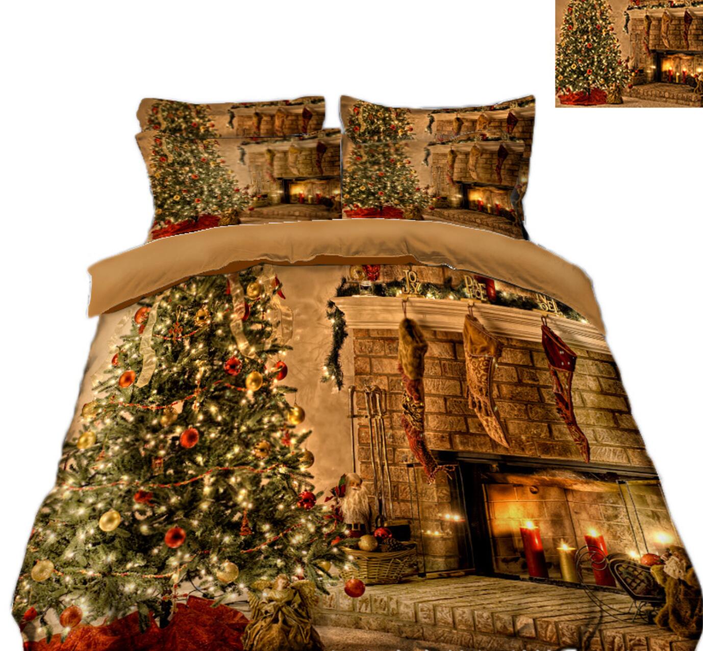3D Tree Fireplace 31199 Christmas Quilt Duvet Cover Xmas Bed Pillowcases