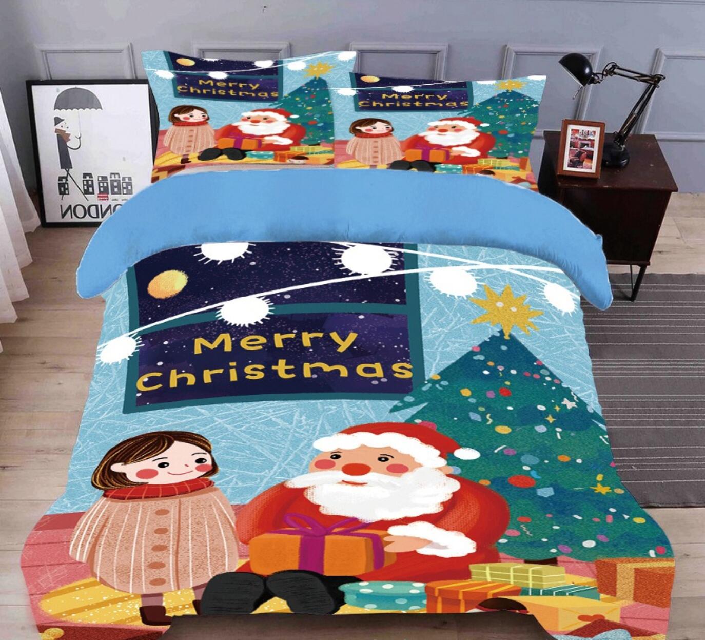 3D Cartoon Santa 31209 Christmas Quilt Duvet Cover Xmas Bed Pillowcases