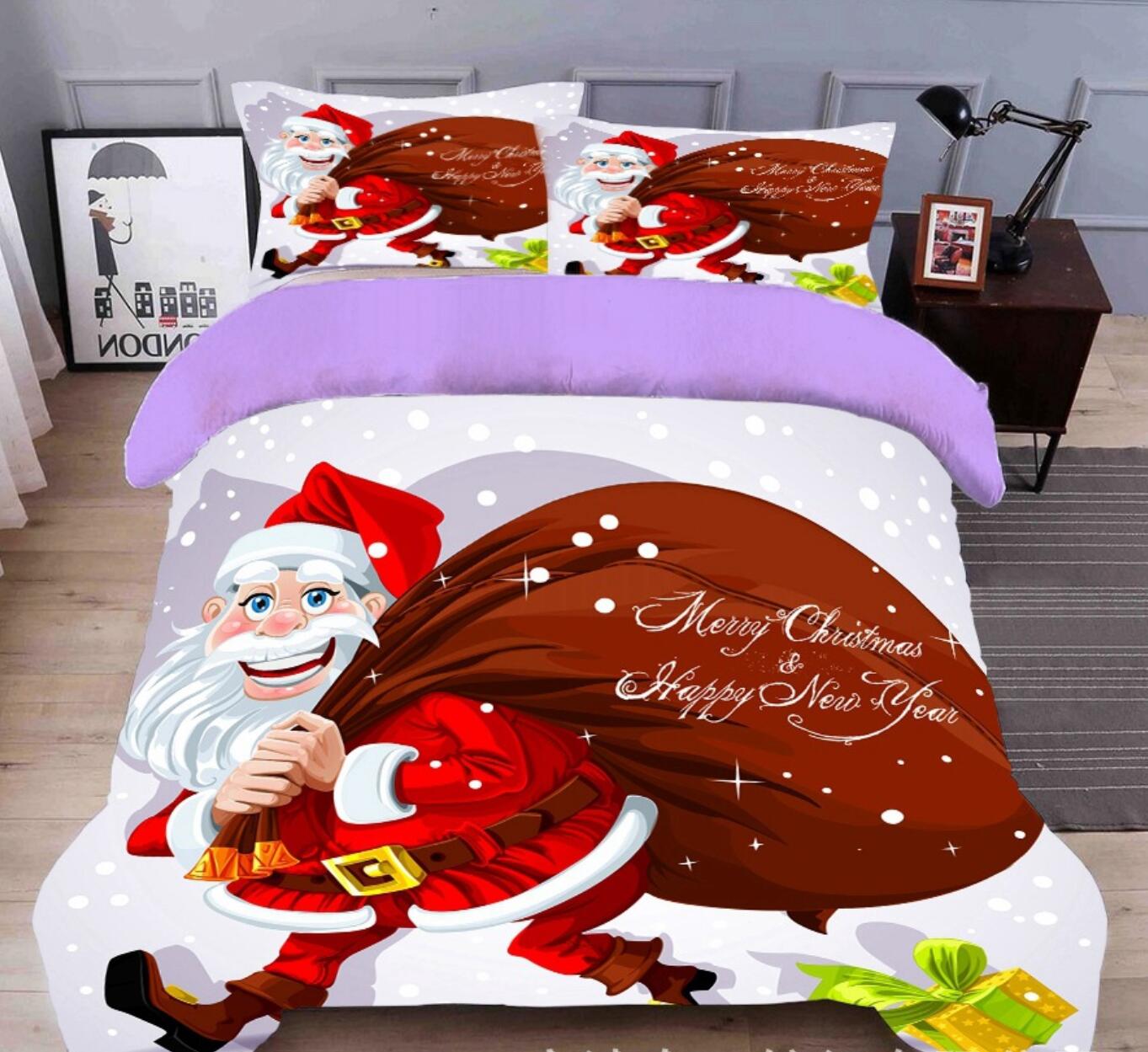 3D Cartoon Santa Gift 31210 Christmas Quilt Duvet Cover Xmas Bed Pillowcases