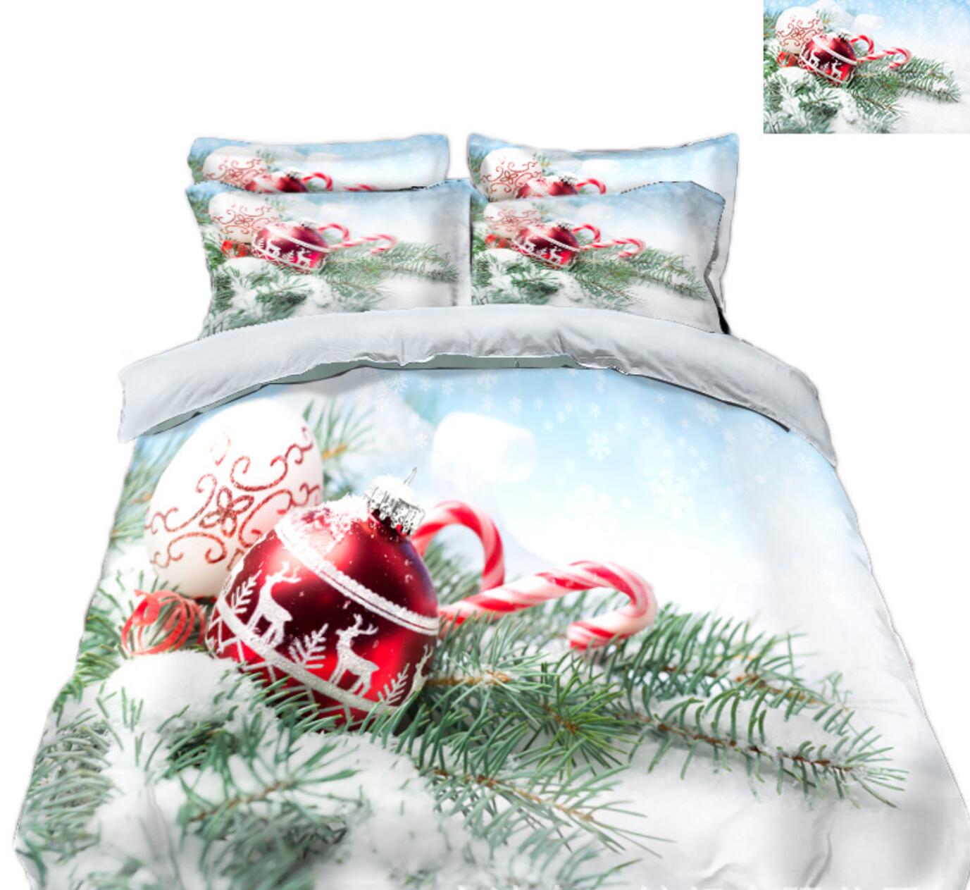 3D Ball Candy Cane 31224 Christmas Quilt Duvet Cover Xmas Bed Pillowcases