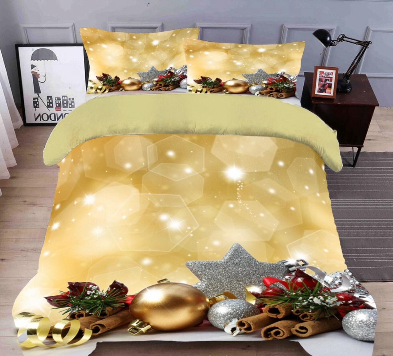 3D Golden Pendant 31228 Christmas Quilt Duvet Cover Xmas Bed Pillowcases