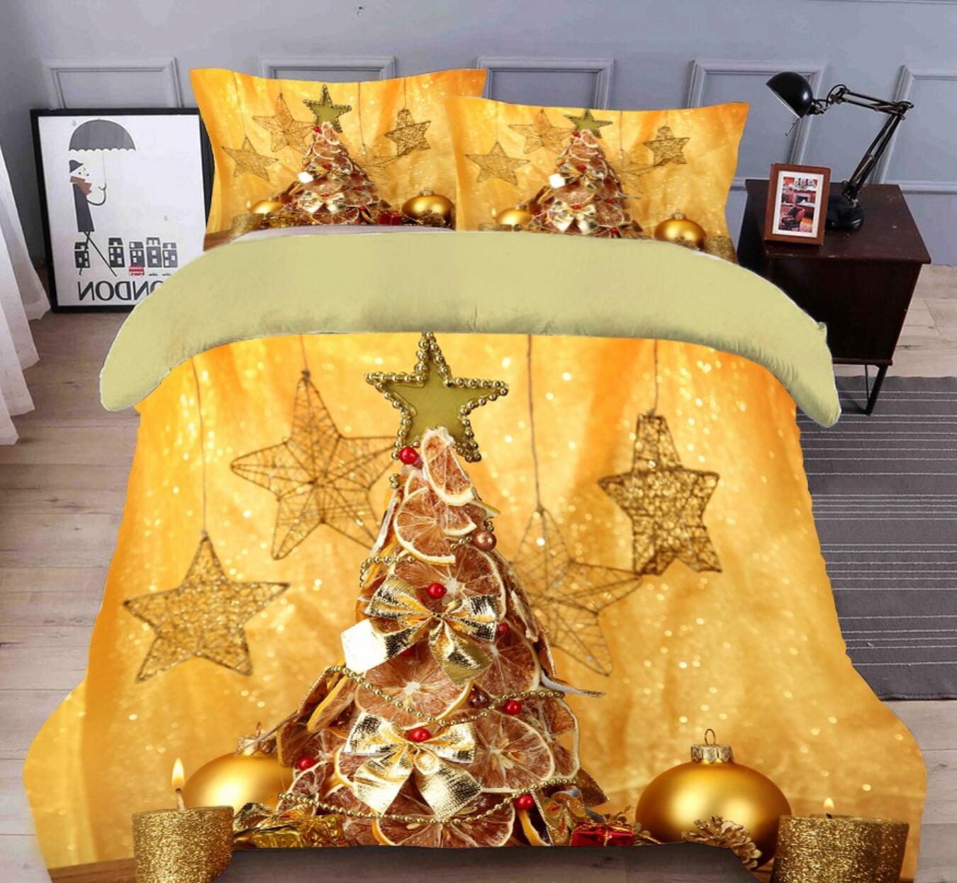 3D Golden 31240 Christmas Quilt Duvet Cover Xmas Bed Pillowcases