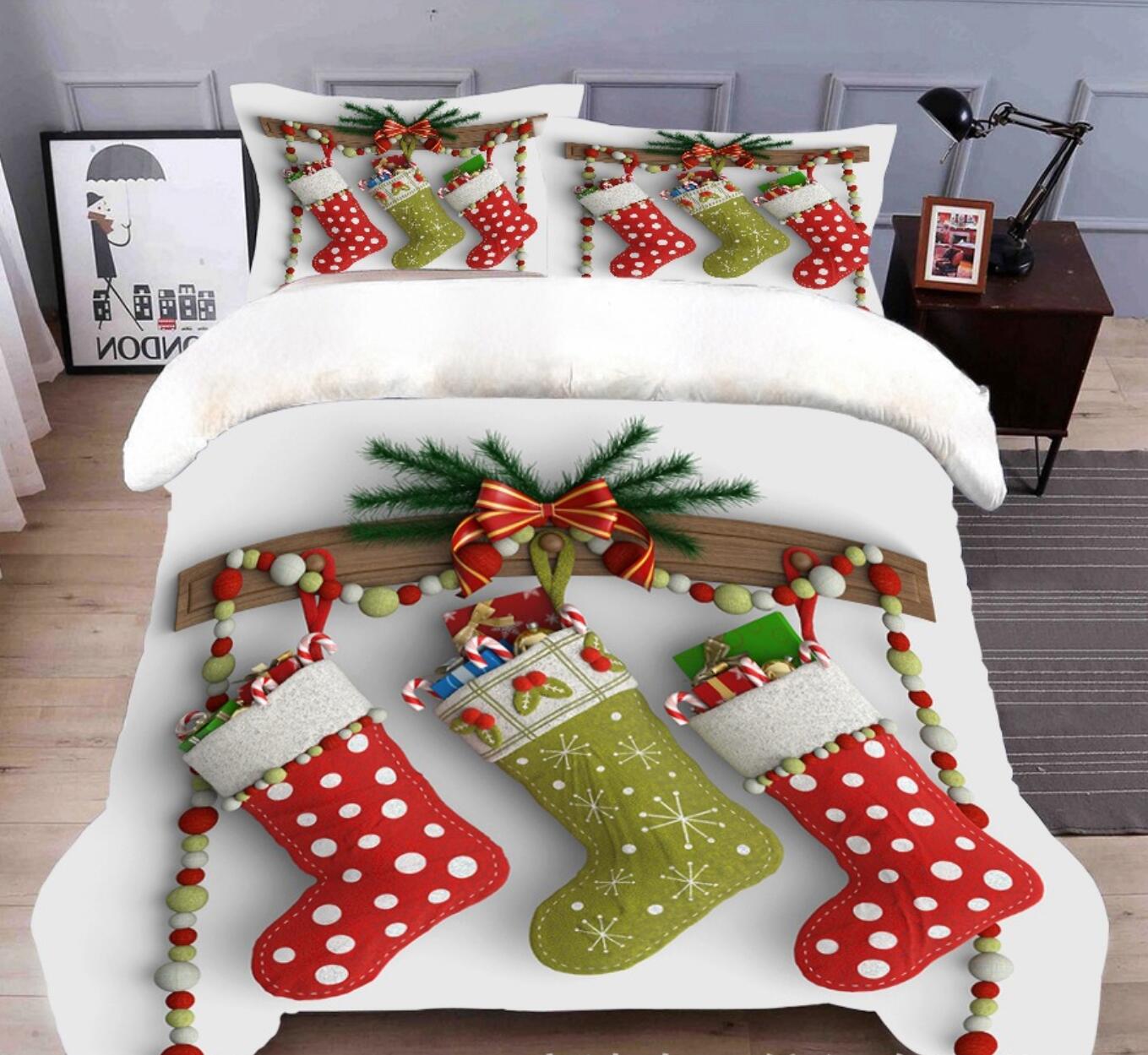 3D Sock 31244 Christmas Quilt Duvet Cover Xmas Bed Pillowcases