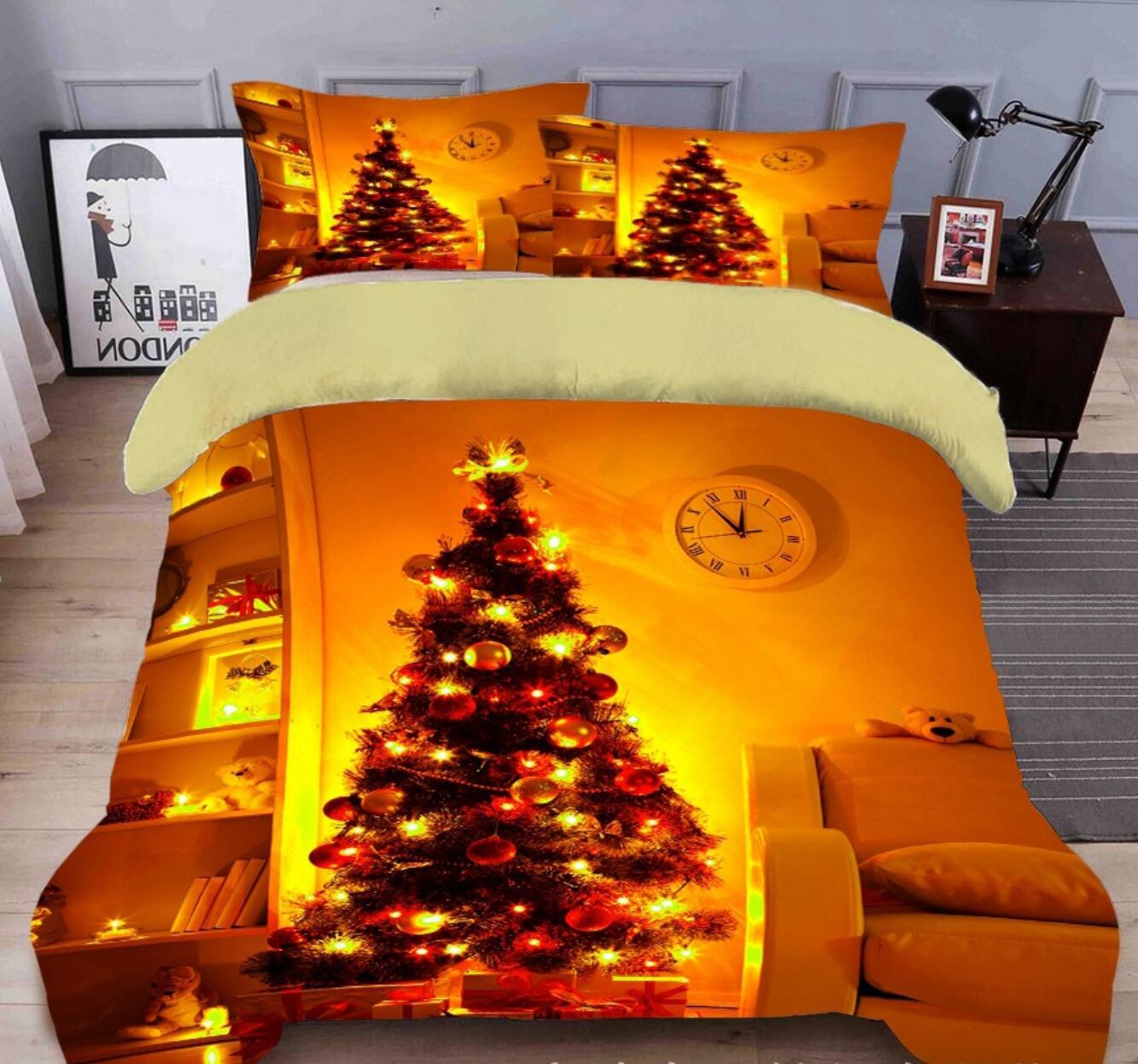 3D String Lights Christmas Tree 32001 Christmas Quilt Duvet Cover Xmas Bed Pillowcases