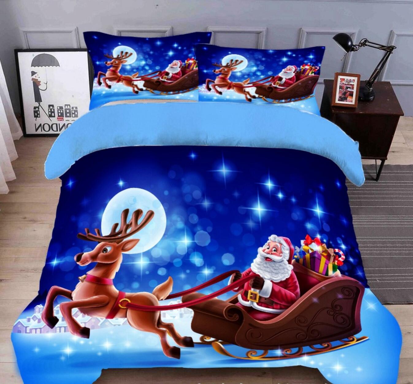 3D Santa Sleigh Deer 32003 Christmas Quilt Duvet Cover Xmas Bed Pillowcases
