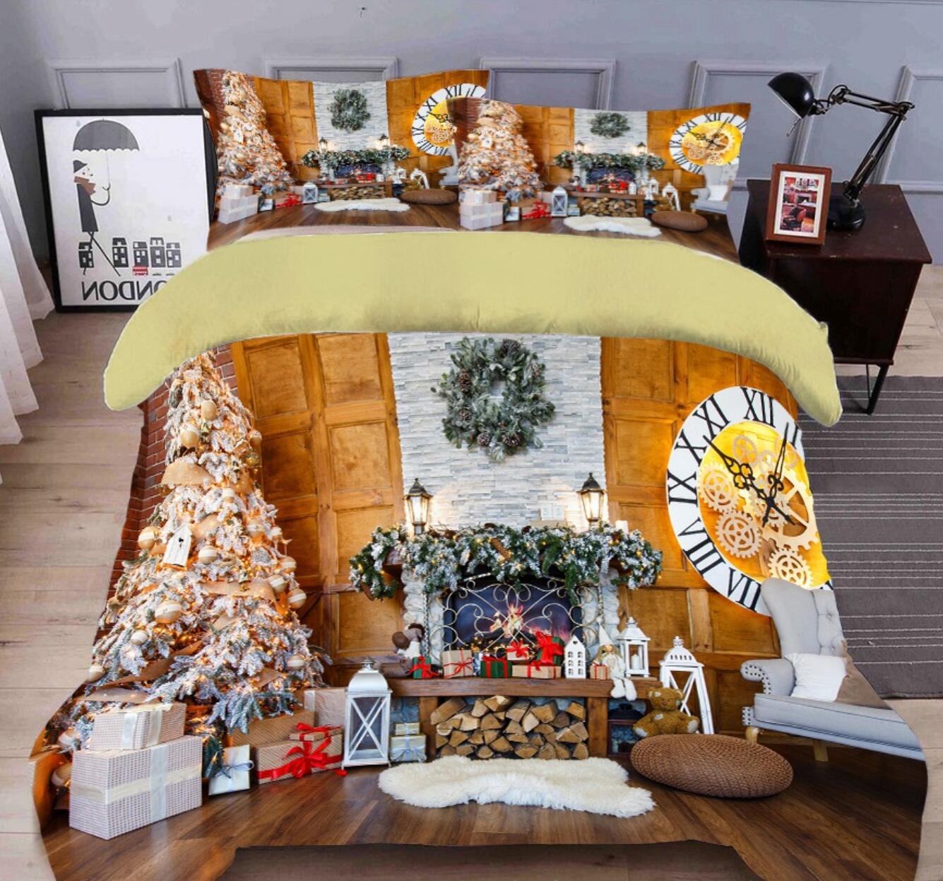 3D Room Christmas Tree 32004 Christmas Quilt Duvet Cover Xmas Bed Pillowcases