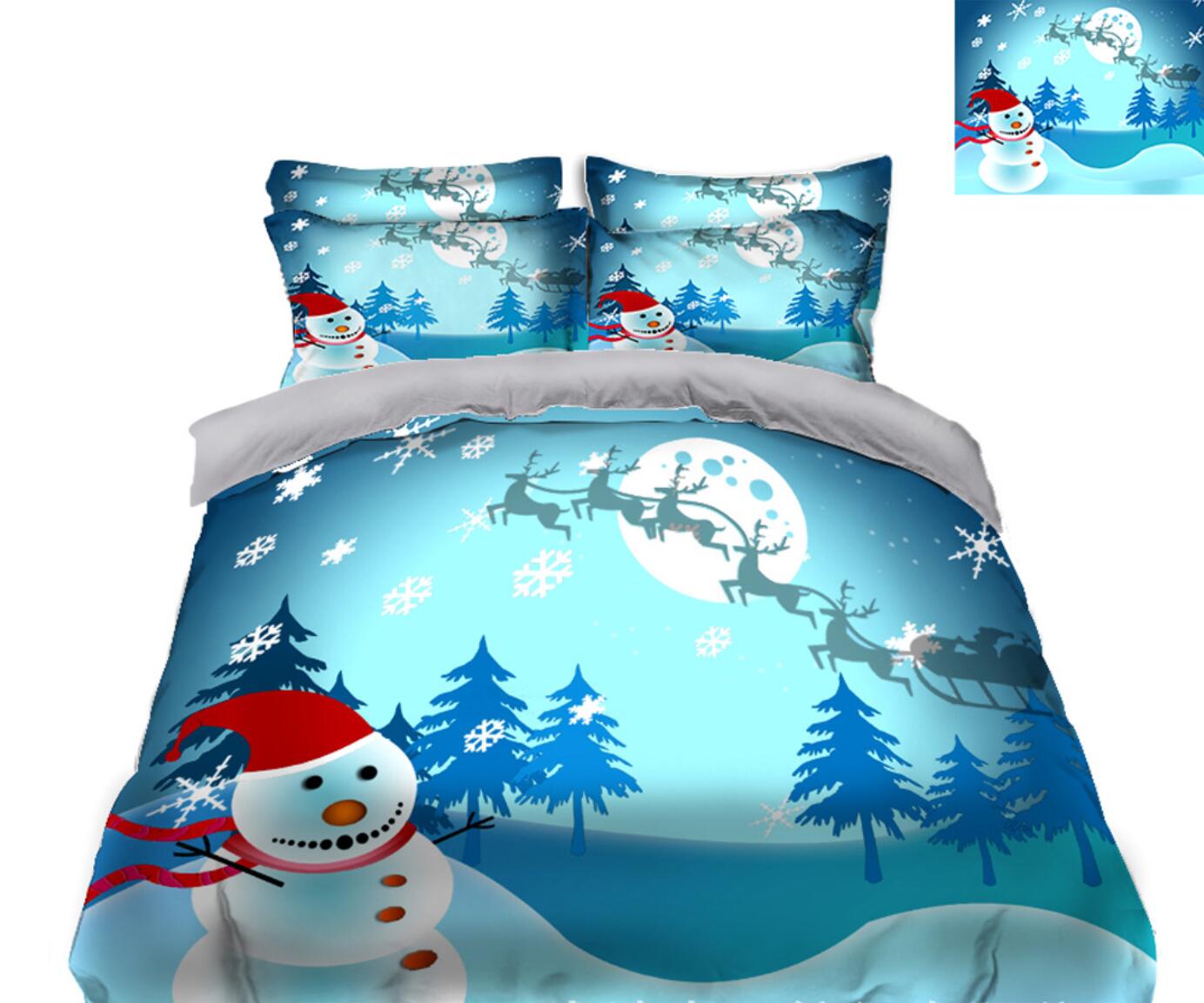3D Snowman 32006 Christmas Quilt Duvet Cover Xmas Bed Pillowcases