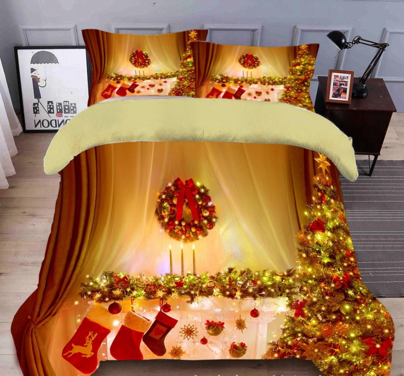 3D Tree Socks 32009 Christmas Quilt Duvet Cover Xmas Bed Pillowcases