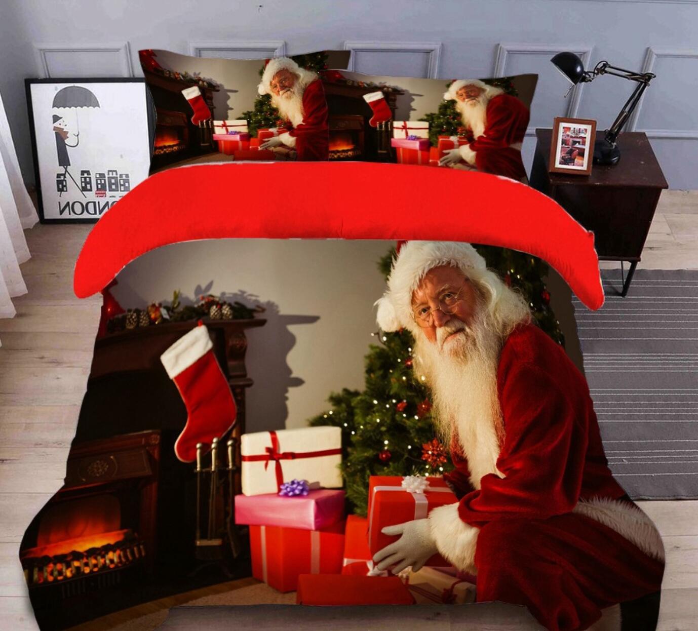 3D Santa Gift 32011 Christmas Quilt Duvet Cover Xmas Bed Pillowcases