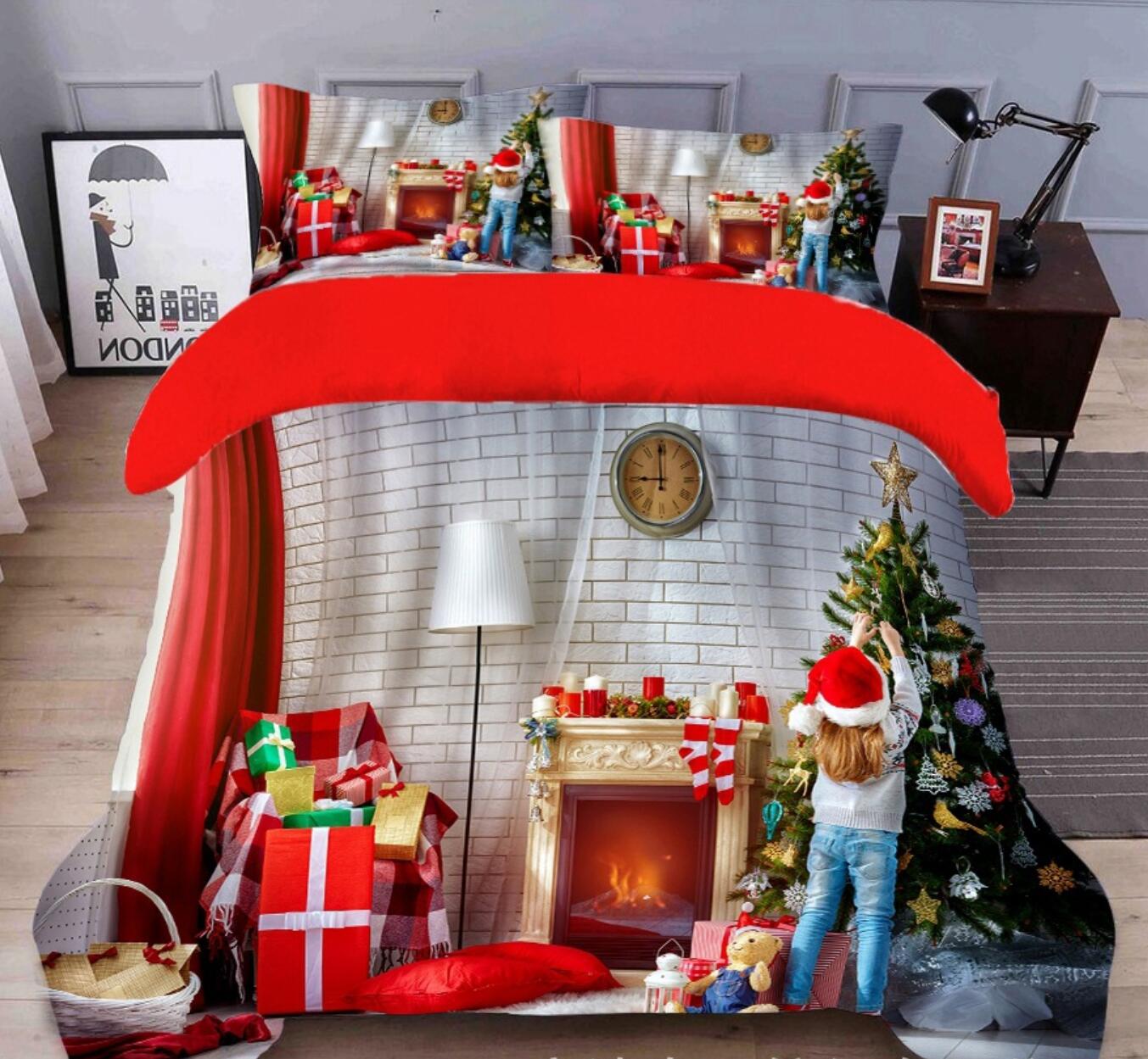 3D Pile Of Gifts 32021 Christmas Quilt Duvet Cover Xmas Bed Pillowcases